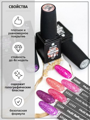 Гель-лак светоотражающий Multi Reflection Planet Nails 8мл №324