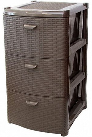 Комод 3-х секц КОРИЧНЕВЫЙ РОТАНГ [РОТАНГ]