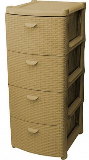 Комод 4-х секц БЕЖЕВЫЙ РОТАНГ [РОТАНГ]