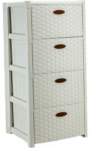 Комод 4-х секц БЕЛЫЙ РОТАНГ [СТИЛЬ РОТАНГ]