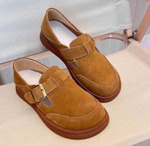 Лоферы летние из натур. кожи повседневные, коричневый