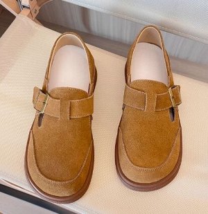 Лоферы летние из натур. кожи повседневные, коричневый