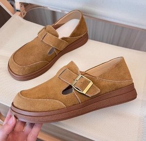 Лоферы летние из натур. кожи повседневные, коричневый