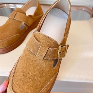 Лоферы летние из натур. кожи повседневные, коричневый