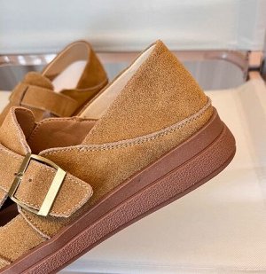 Лоферы летние из натур. кожи повседневные, коричневый
