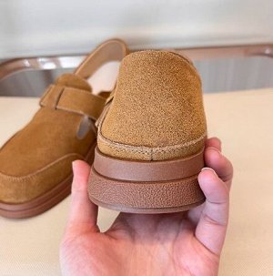 Лоферы летние из натур. кожи повседневные, коричневый