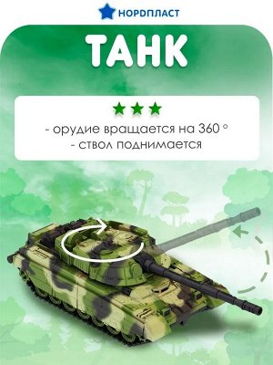 Нордпласт Военный тягач "Щит" с танком (камуфляж) в инд.коробке