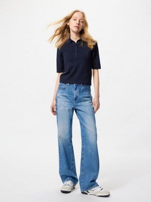 UNIQLO - однотонный свитер-поло из хлопка - 01 OFFWHITE