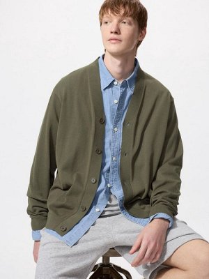 UNIQLO - вязаный кардиган с V-образным вырезом - 56 OLIVE