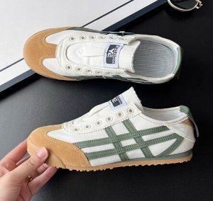 Кеды женские "Forrest Gump" текстильные на шнурках, дышащие облегченные, зелено-коричневый