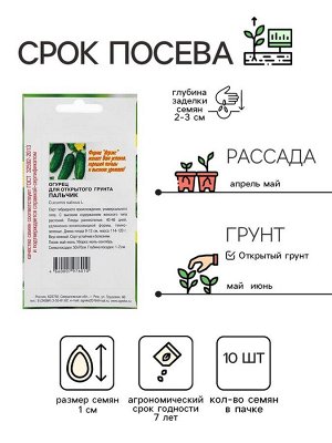 Семена Огурец "Пальчик", скороспелый, партенокарпический, 10 шт