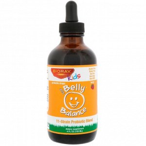 Bioray, Kids, NDF Belly Balance, пробиотическая смесь из 11 штаммов с ягодным вкусом, 120 мл (4 жидких унции)