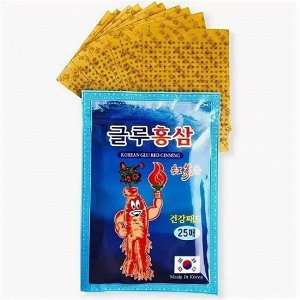 Korean Glu Red Ginseng Плacтыpь лечебный c жeньшeнeм и глюкoзaминoм, 25шт