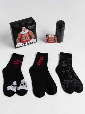 Набор подарочный новогодний термос и носки KAFTAN Xmas, размер 41-44 (27-29 см)