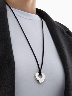 Кулон на шнурке «Сердечко» тренд, цвет серебро, 120 см