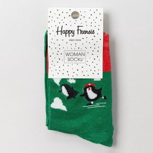 Носки женские «Пингвин», цвет зелёный, размер 23-26