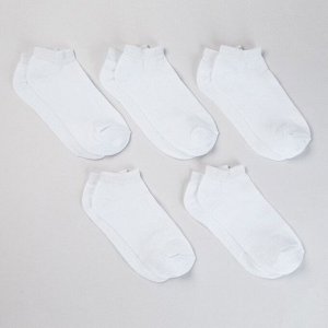 Набор женских носков 5 пар, цвет белый, размер 23-25