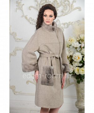 Шерстяное пальто с мехом для женщинАртикул: A-18333-110-BG-N