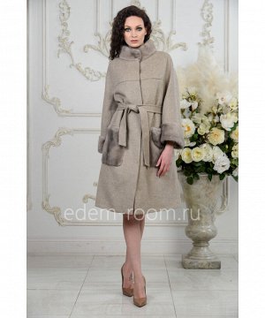 Шерстяное пальто с мехом для женщинАртикул: A-18333-110-BG-N