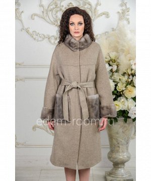 Утепленное пальто с норкой Артикул: A-18333-110-KP-N