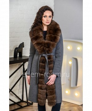 Шерстяное зимнее пальто с мехомАртикул: V-18271-100-GR-P