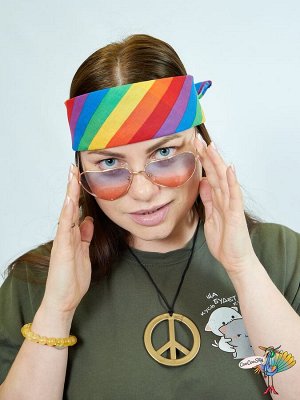 очки Градиент Сердце, синий верх и красный низ, 13,5х5,5 см