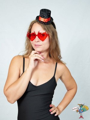 очки Дьявольское Сердце, красные со стразами, 14,0х7,0 см