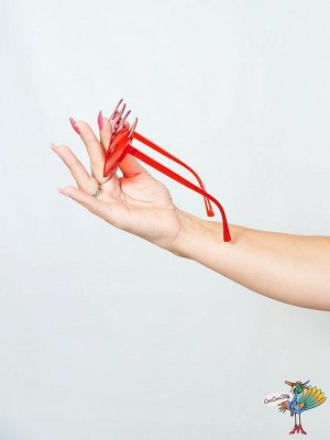 очки Дьявольское Сердце, красные со стразами, 14,0х7,0 см