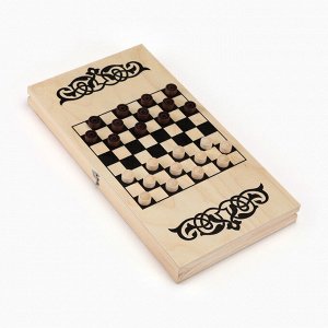 Нарды деревянные большие, настольная игра «Узор», 40x40 см, с полем для игры в шашки