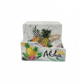 Набор подставок под горячее, 6 шт. с держателем, PINEAPPLE, дерево, 1/100