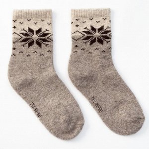 Носки женские шерстяные 01108 Organic со снежинкой цвет серый, р-р 25 (38-40)