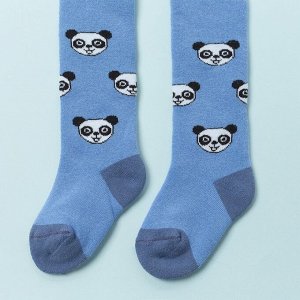 Колготки детские махровые «Панда», цвет голубой, рост 80-86