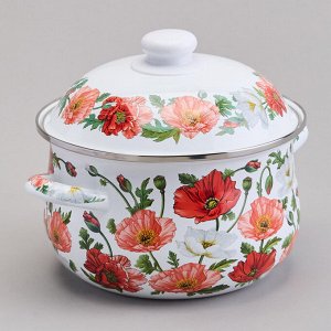 Эмалированная кастрюля с крышкой "Маки", 2.8 л, 20x12 см, 1 шт.