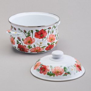 Эмалированная кастрюля с крышкой "Маки", 2.8 л, 20x12 см, 1 шт.