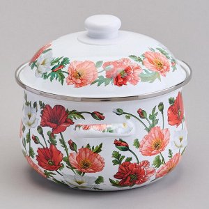 Эмалированная кастрюля с крышкой "Маки", 2.8 л, 20x12 см, 1 шт.