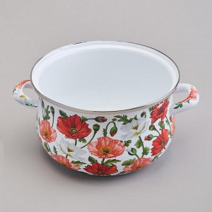 Эмалированная кастрюля с крышкой "Маки", 2.8 л, 20x12 см, 1 шт.