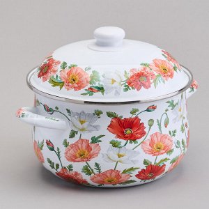 Эмалиированная кастрюля с крышкой "Маки", 3.6 л, 22x13 см, 1 шт.