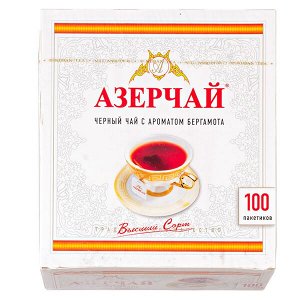 Чай АЗЕРЧАЙ Черный с бергамотом 100 пакетиков 1/6