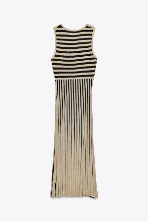 платье ЦВЕТ как на первом фото ПОЛОСАТОЕ МИДИ-ПЛАТЬЕ (GESTREIFTES MIDI-KLEID) Платье средней длины из трикотажного полотна. Круглый вырез и без рукавов. Плиссированный подол. СОСТАВ МАТЕРИАЛА, ИНСТРУК