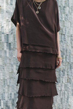 платье ЦВЕТ как на первом фото ПЛАТЬЕ С ПЛАТЬЯМИ КОЛЛЕКЦИЯ ZW (KLEID MIT VOLANTS ZW COLLECTION) ЖЕНСКАЯ КОЛЛЕКЦИЯ ZARA Платье средней длины из вискозы и хлопка. Круглый вырез и короткие рукава. Низ с 