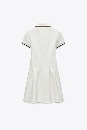 платье ЦВЕТ как на первом фото КОРОТКОЕ ПЛАТЬЕ С РЕЗИНКОЙ (KURZES KLEID MIT RIB) Короткое облегающее платье. Воротник с лацканами и короткие рукава с ребристыми манжетами из комбинированного материала