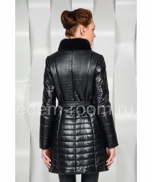 Кожаное пальто с мехом норкиАртикул: HC-6375-CH