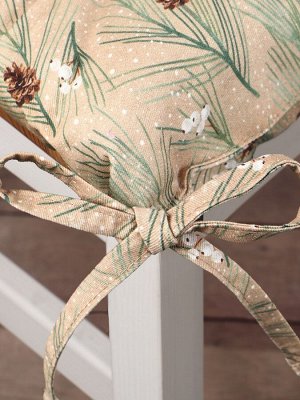 Подушка на стул новогодние "Этель" "Spruce branches" 42х42х7см, 100%хл, саржа 190 г/м2
