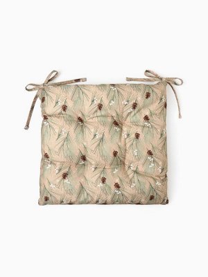 Подушка на стул новогодние "Этель" "Spruce branches" 42х42х7см, 100%хл, саржа 190 г/м2