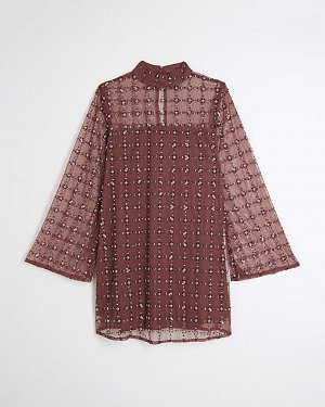 Мини-платье Petite Red с отделкой из сетки