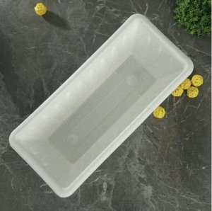 Ящик для растений, 40 см, с поддоном, пластик, мрамор, ФЕЛИЦИЯ. 1/9
