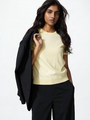 UNIQLO - однотонный свитер с короткими рукавами - 42 YELLOW