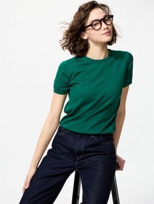 UNIQLO - однотонный свитер с короткими рукавами - 54 GREEN