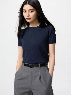 UNIQLO - однотонный свитер с короткими рукавами - 69 NAVY