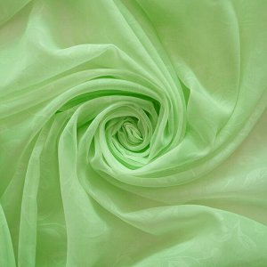 Ткань Вуаль с тиснением листья светло-зеленый                (ш.300см)